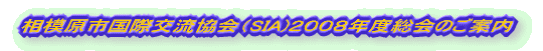 相模原市国際交流協会（SIA)２００８年度総会のご案内